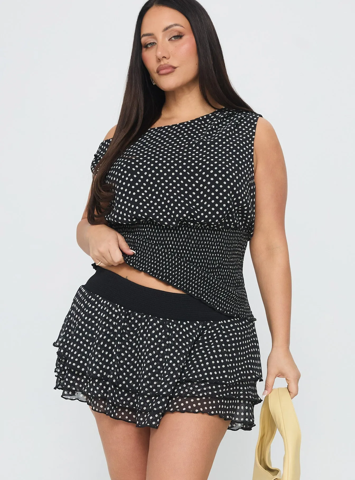 Ready To Party Frill Skort Black Polka Curve Cozy Movement