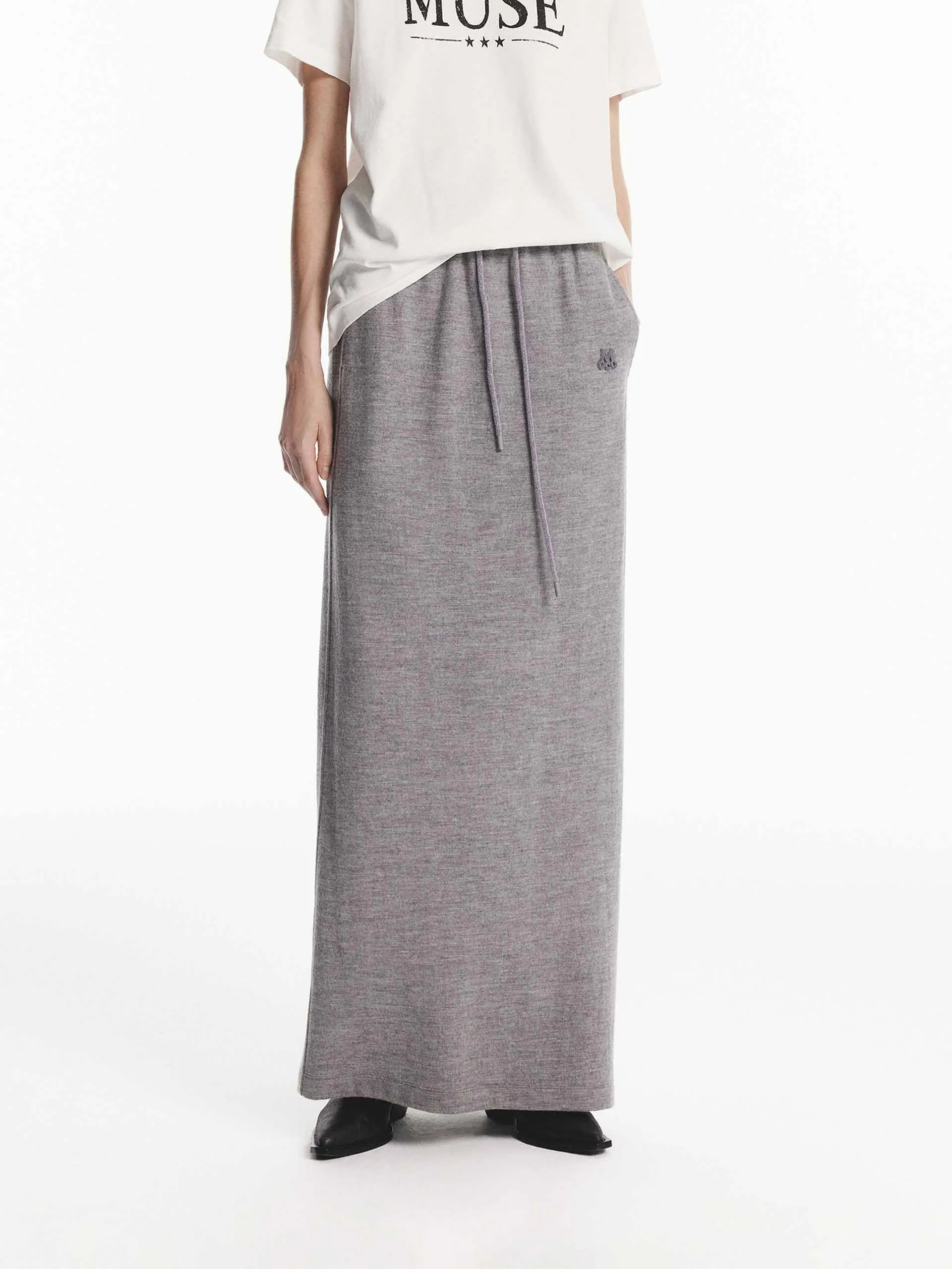 Maxi Length Wool Skirt Trendy Mood Comfortable Motion