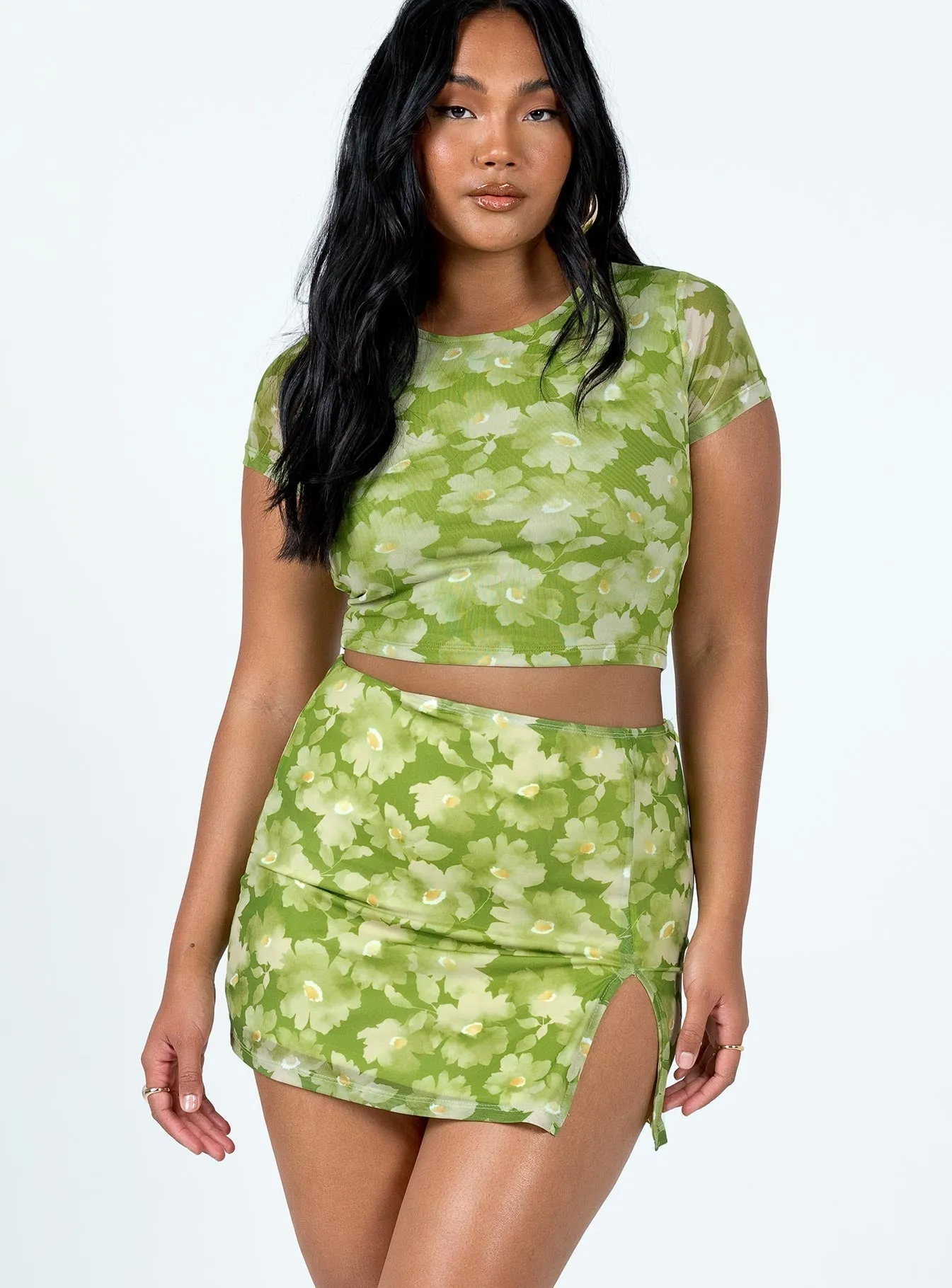 Piama Mini Skirt Green Neat Look Wool blend