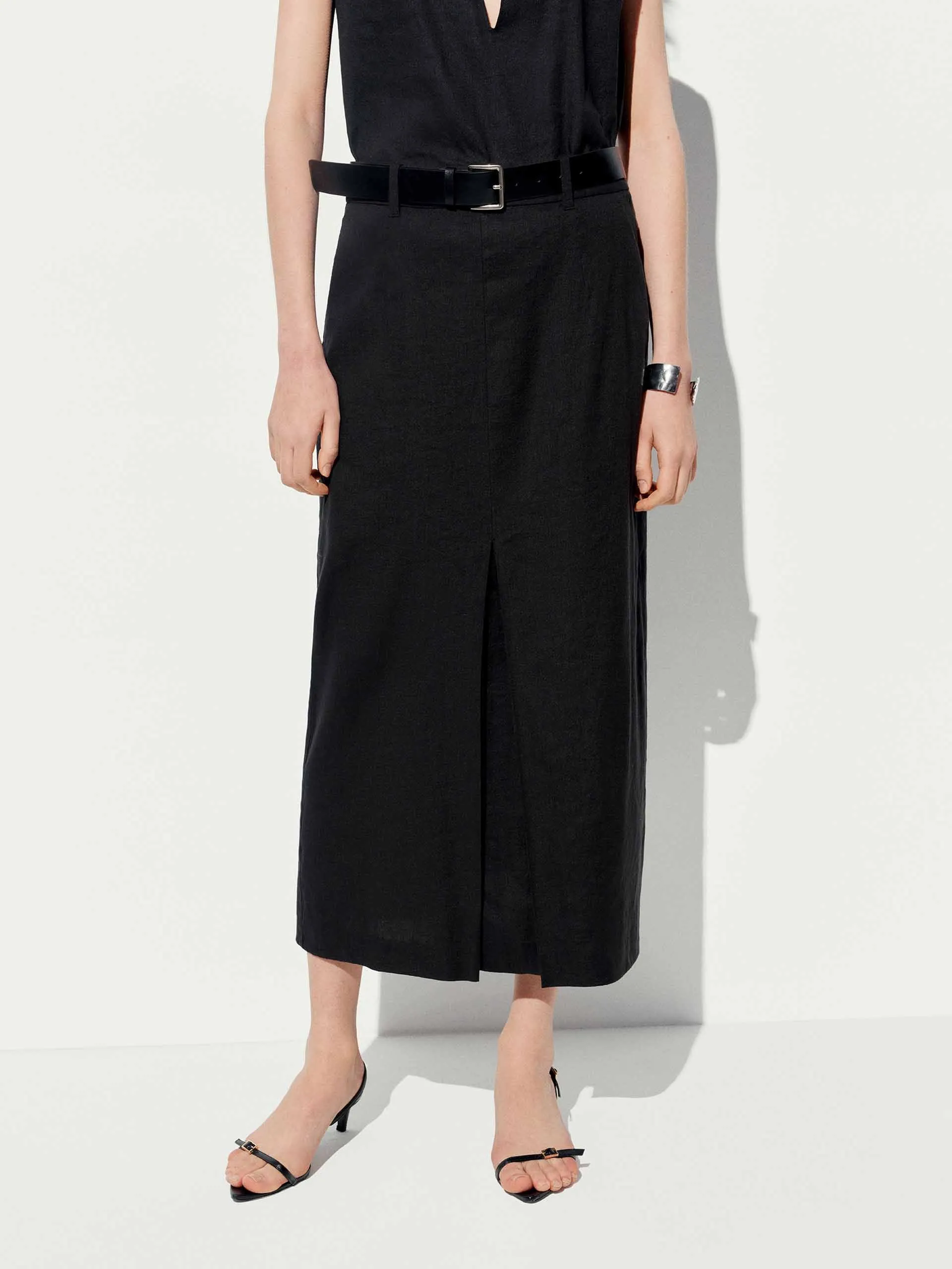 Everyday Vibe Straight Slit Midi Skirt