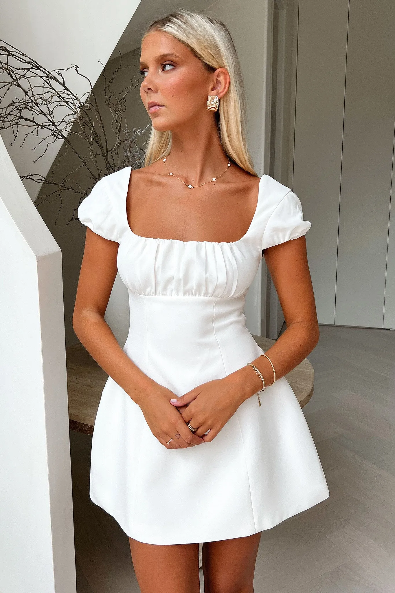 On Trend Arlette Mini Dress - White