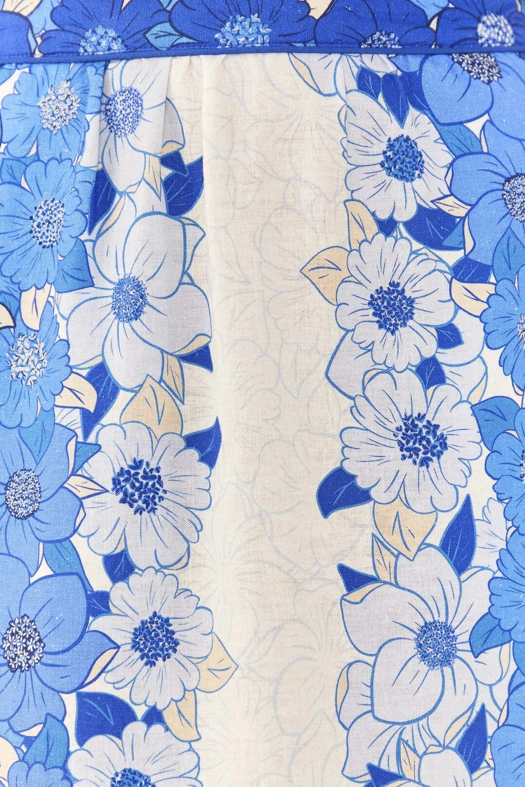 Blue Flower Stripes Midi Skirt Modern Combo Fashion Collab