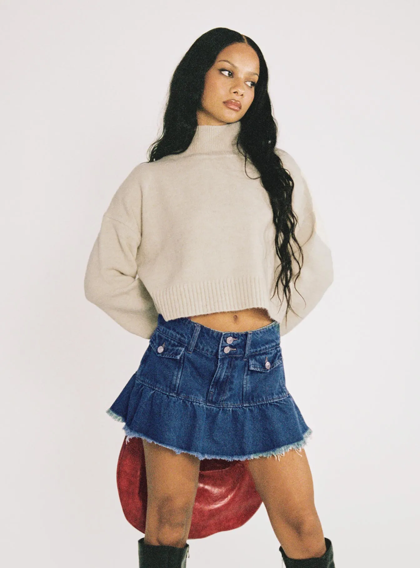 Dapperton Denim Mini Skirt Mid Blue Light Comfort