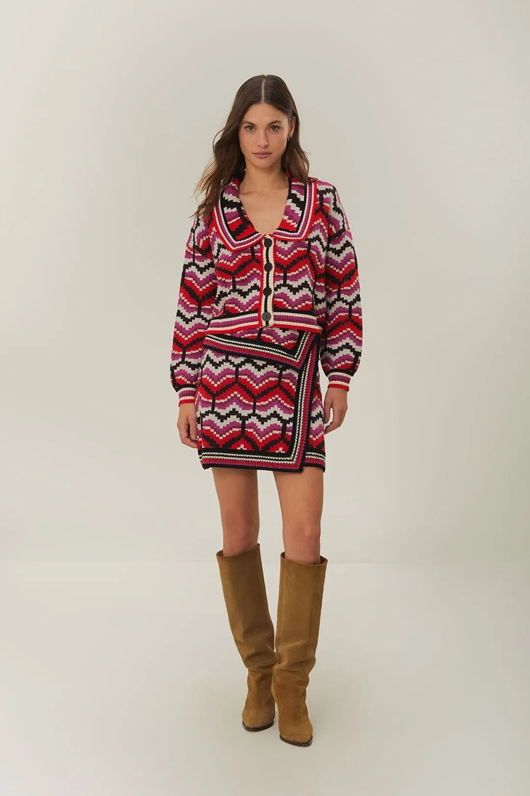 Contemporary Design Multicolor Ombre Hearts Knit Skirt