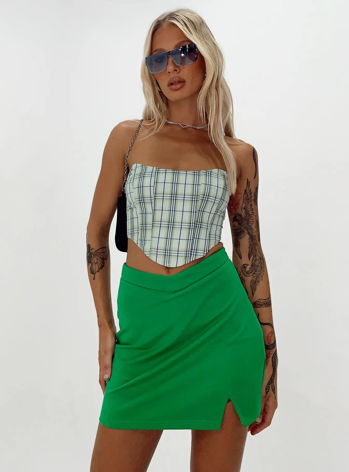 Matte Texture Ravyn Skort Green