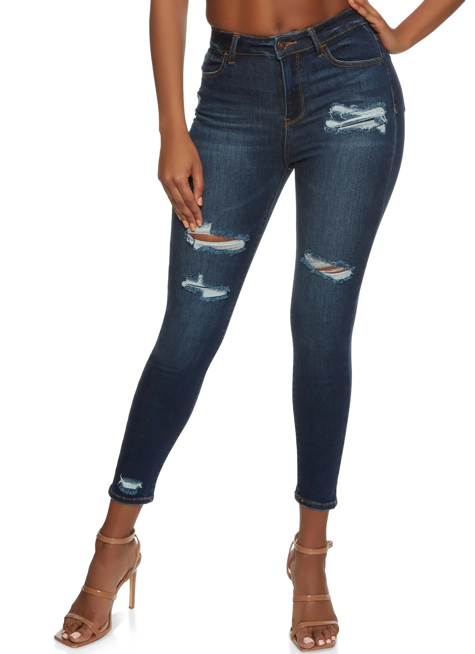 WAX High Waisted Distressed Skinny Jeans Relaxed Style Neutral Rainy Day Chill Outfit Nature Lover