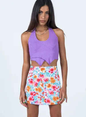 Selby Mini Skirt Light Blue Floral Aesthetic Fit