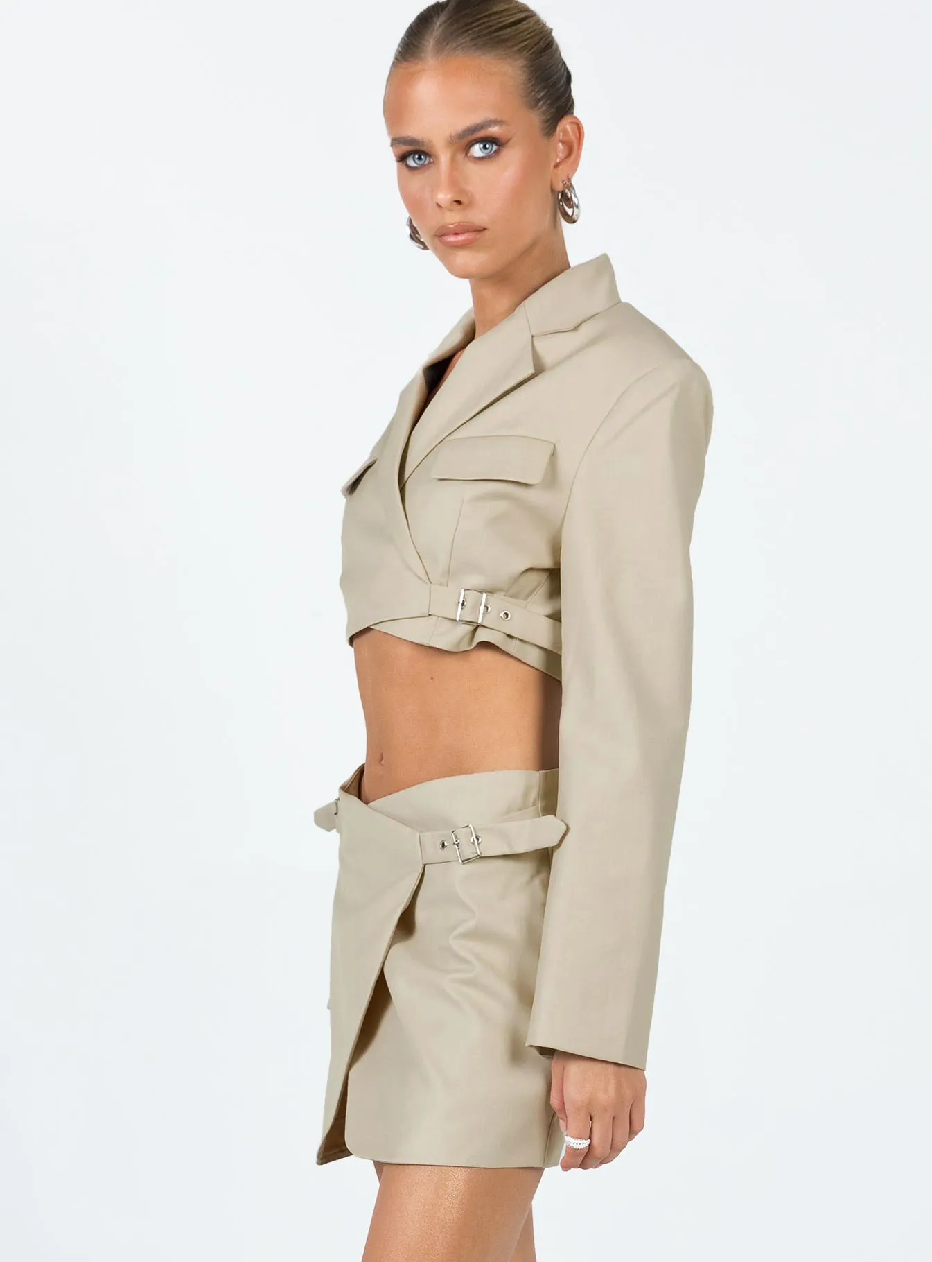 Anja Mini Skirt Camel Split hem
