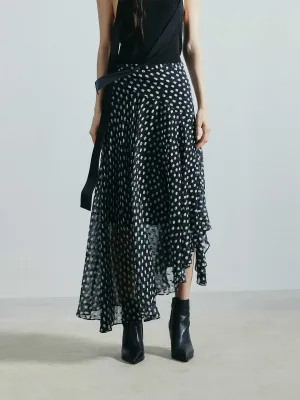 Comfort Mood Asymmetric Polka Dot Skirt