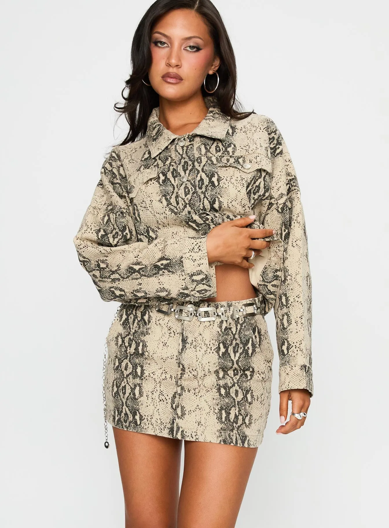 Geometric Print Venom Mini Skirt Snake