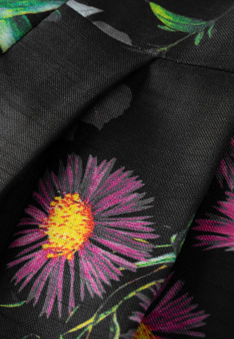Creative Flow Floral-print Twill Pleated-detail Dress