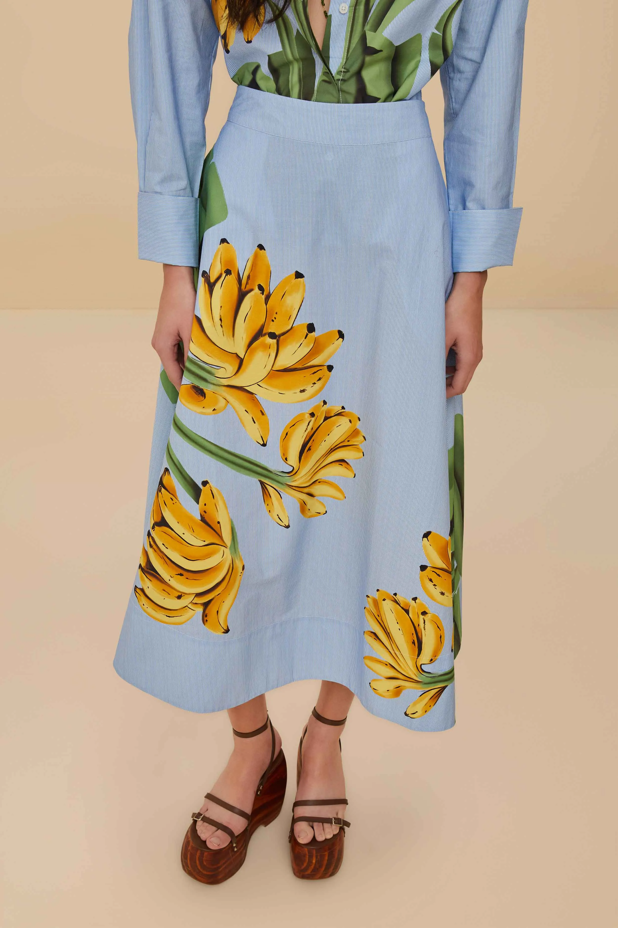 Blue Banana Cocina Striped Midi Skirt Street Vibe