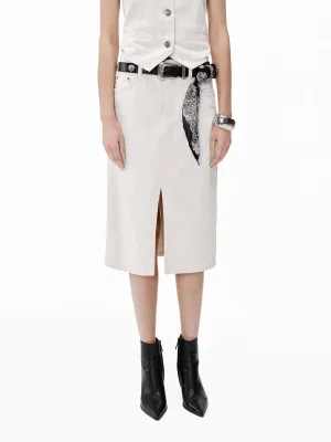 Modern Details Limited Edition Straight White Denim Skirt