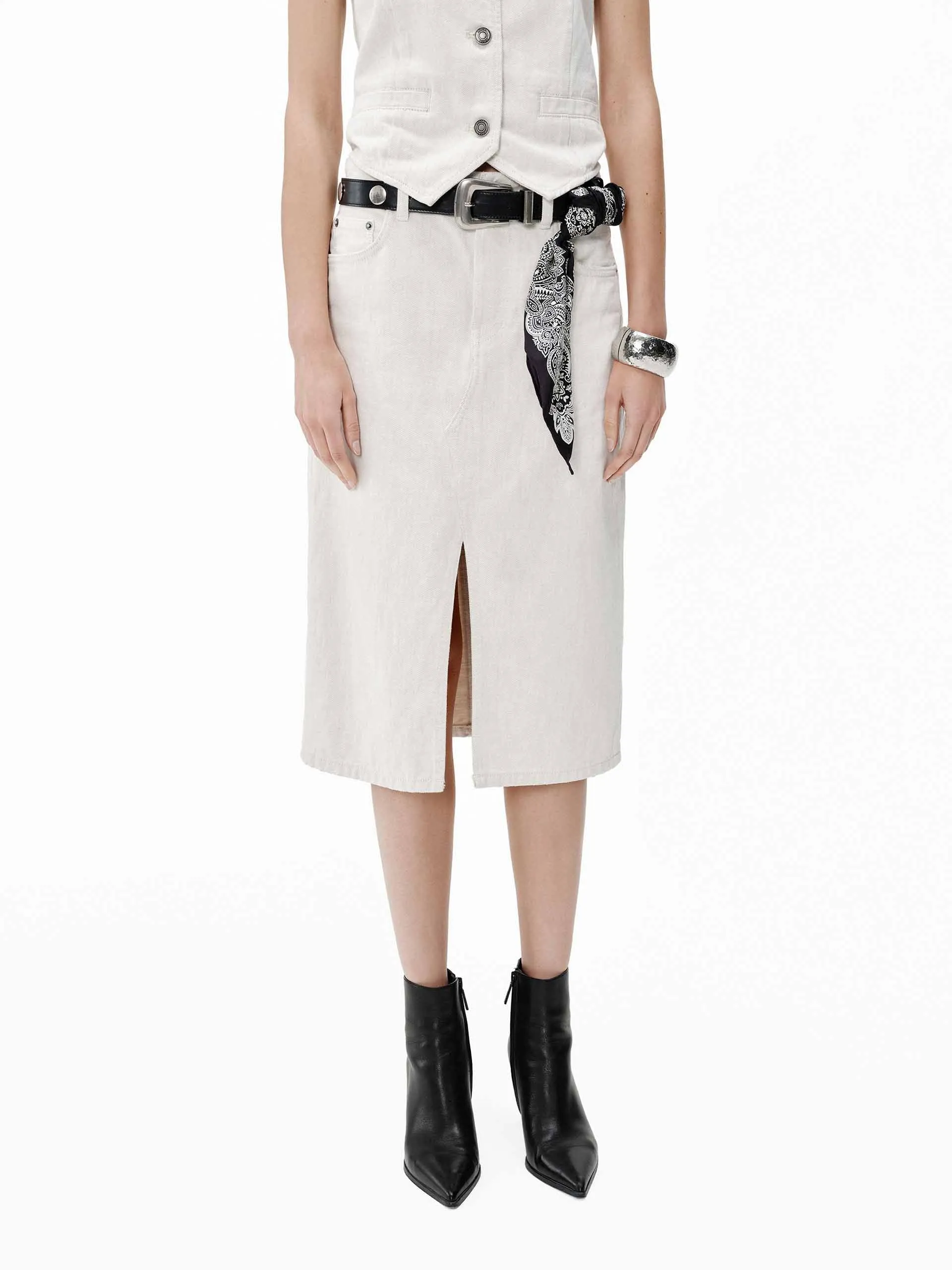 Modern Details Limited Edition Straight White Denim Skirt