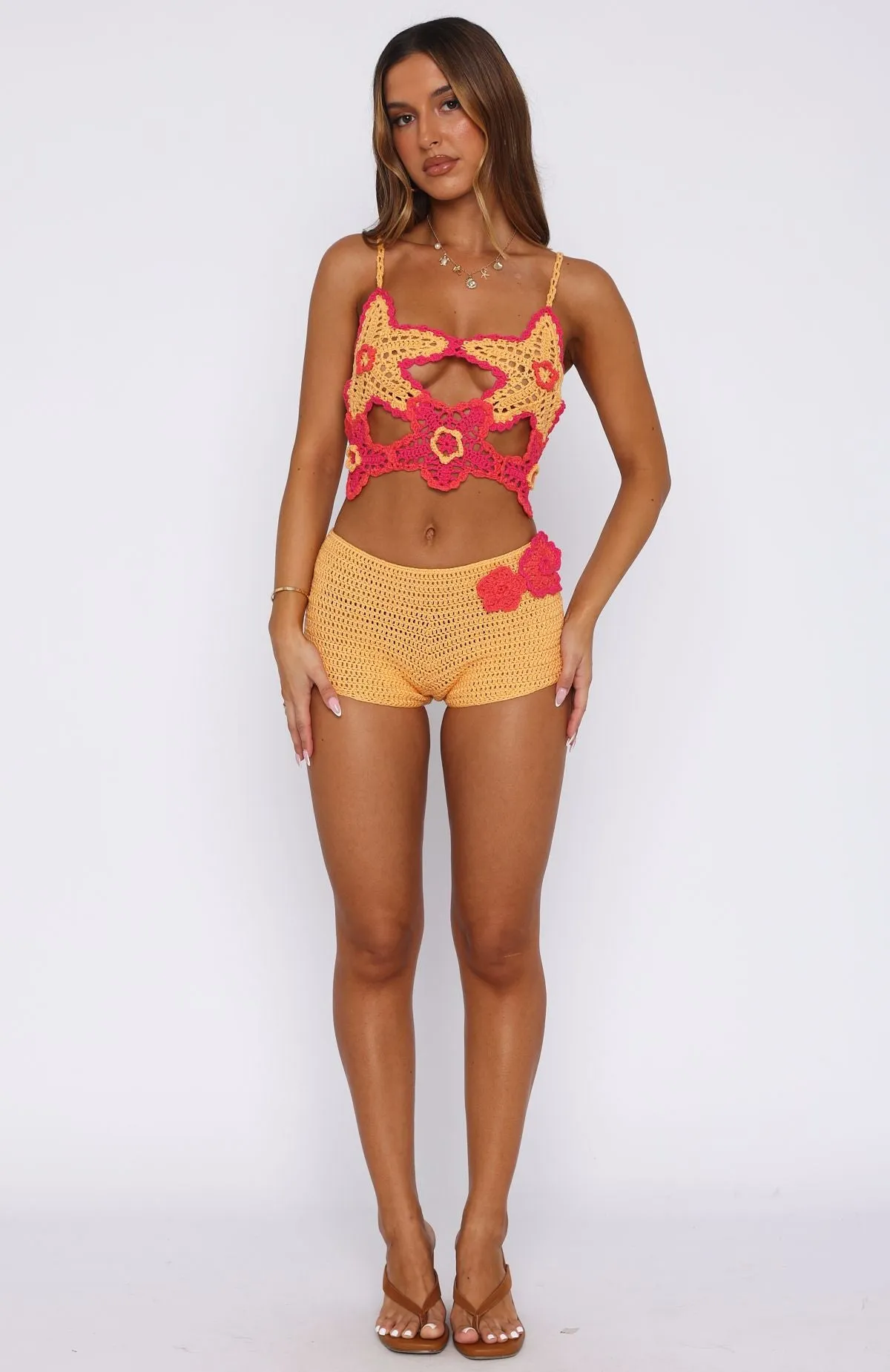 So Fresh Crochet Shorts Pastel Orange/Pink Outdoor Layer