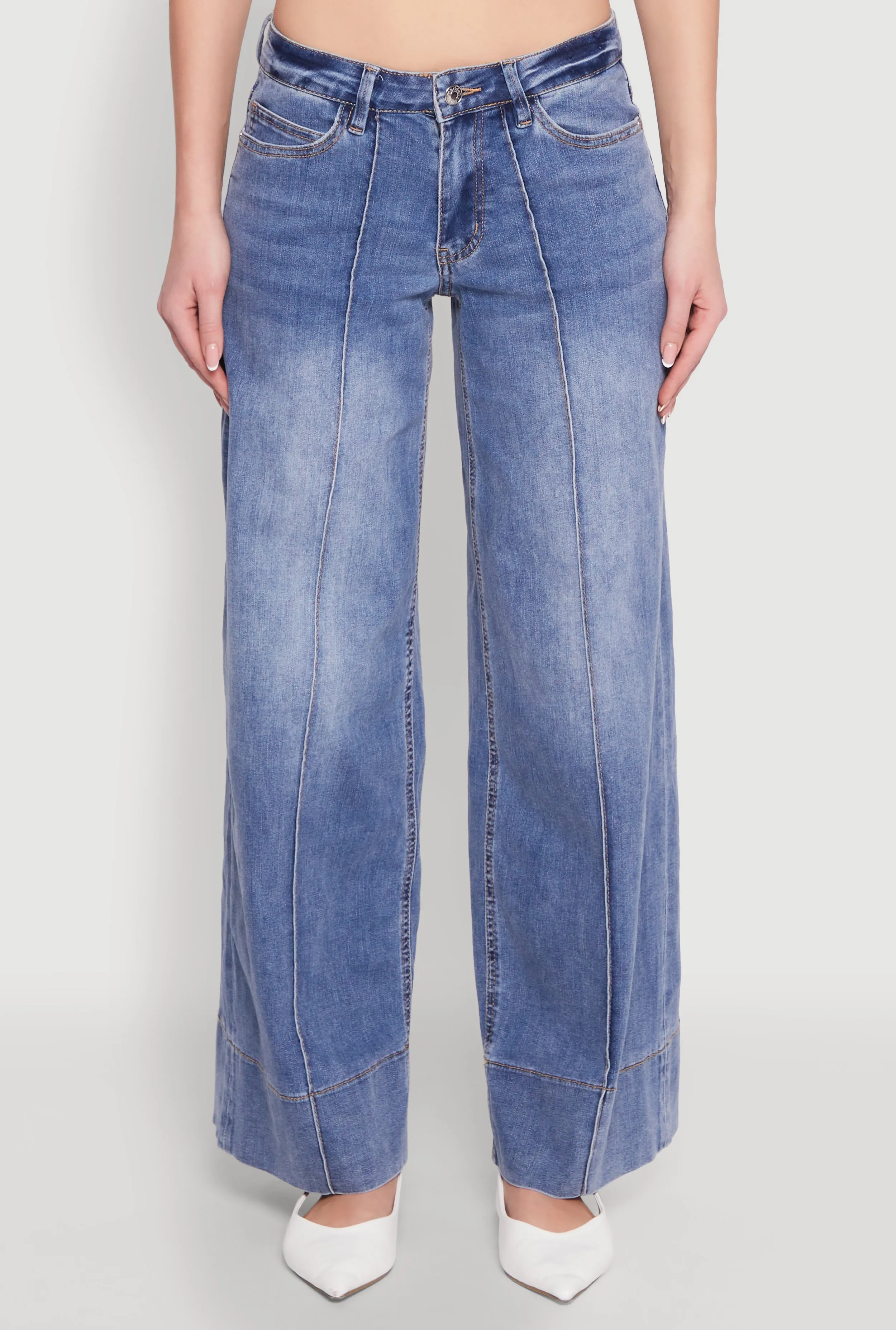 Madden Girl Pintuck Wide Leg Jeans Tailored Cut