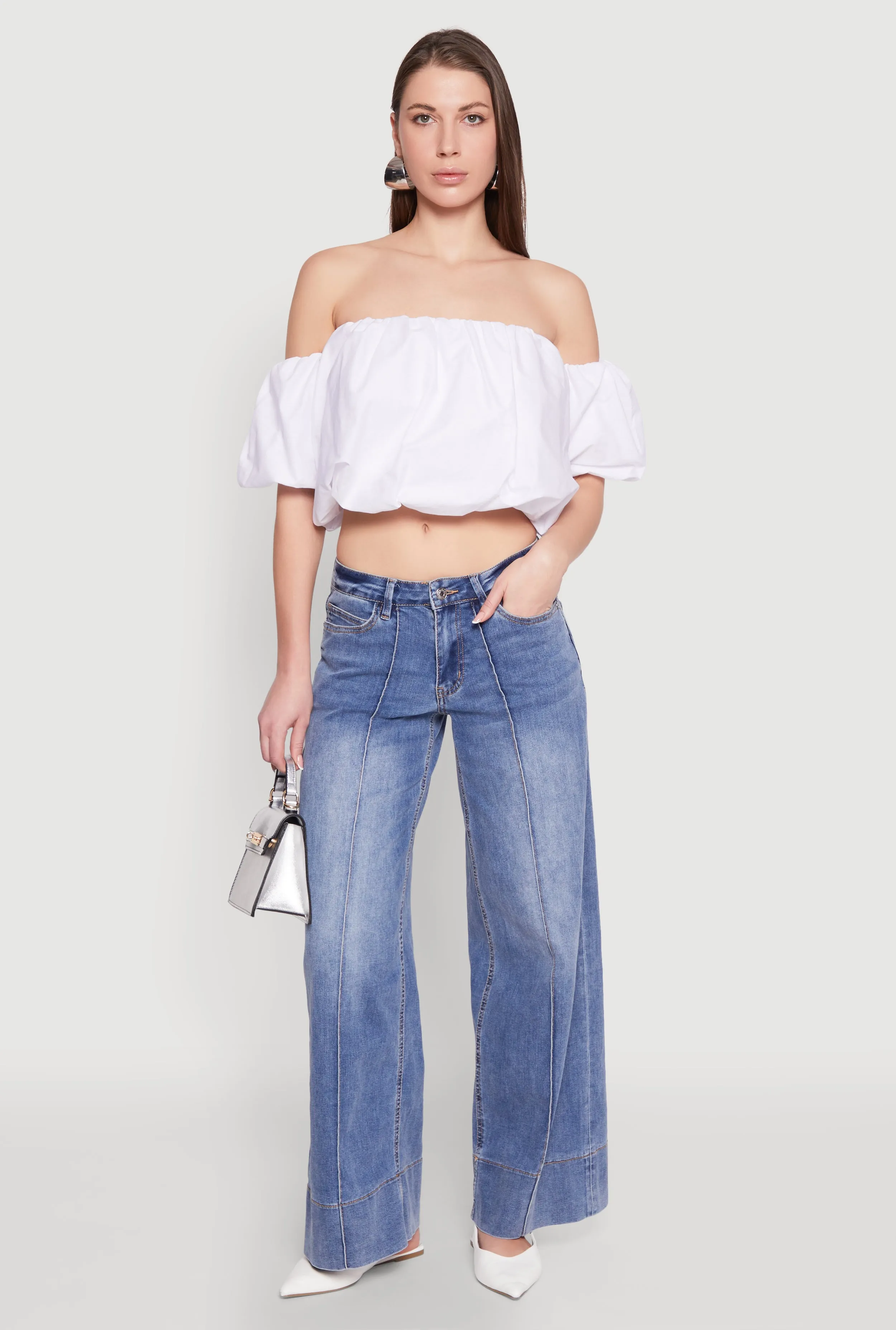 Morning Stroll Stretch Madden Girl Pintuck Wide Leg Jeans