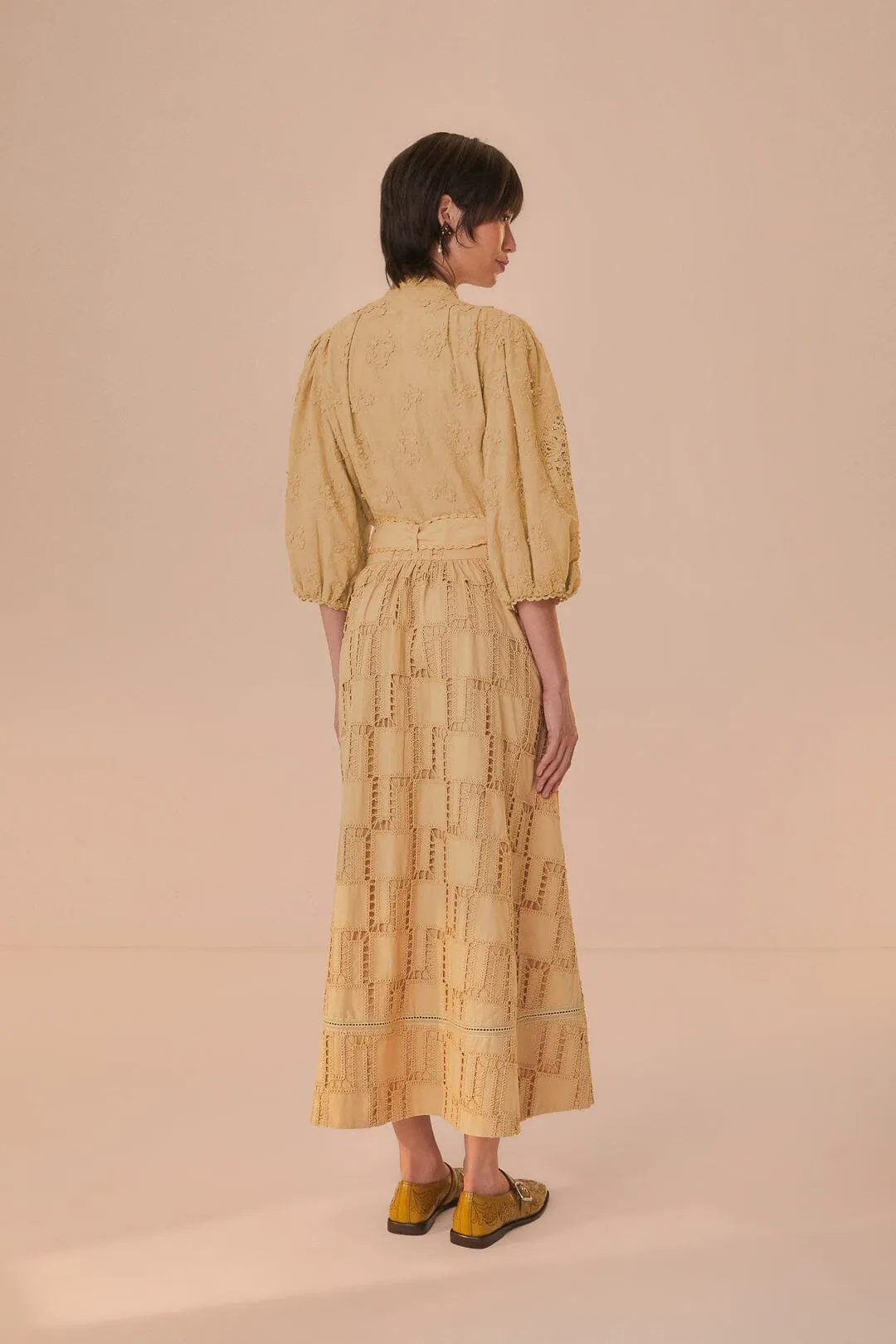 Sand Crochet Midi Skirt Sustainable Easy Fashion