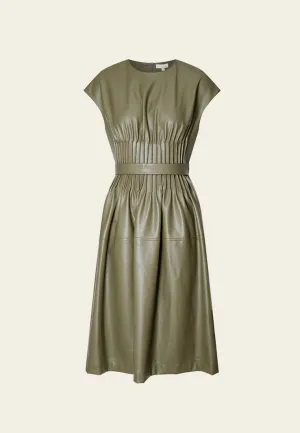 EcoFriendlyDyeProcess Cap Sleeves Vegan Leather Dress