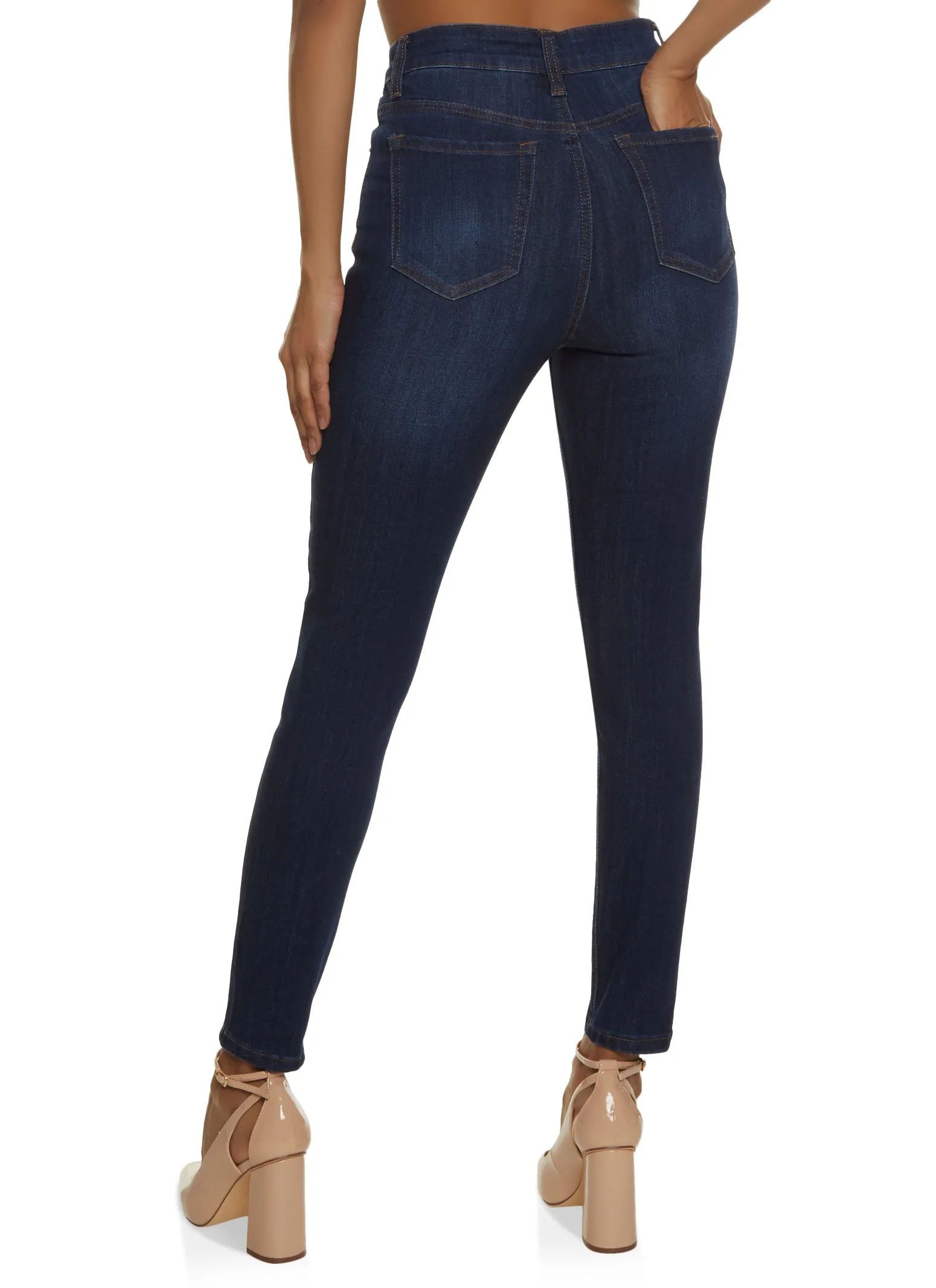 Smooth Breathable Sunny Vibes Office Wear WAX Whiskered High Waist Skinny Jeans