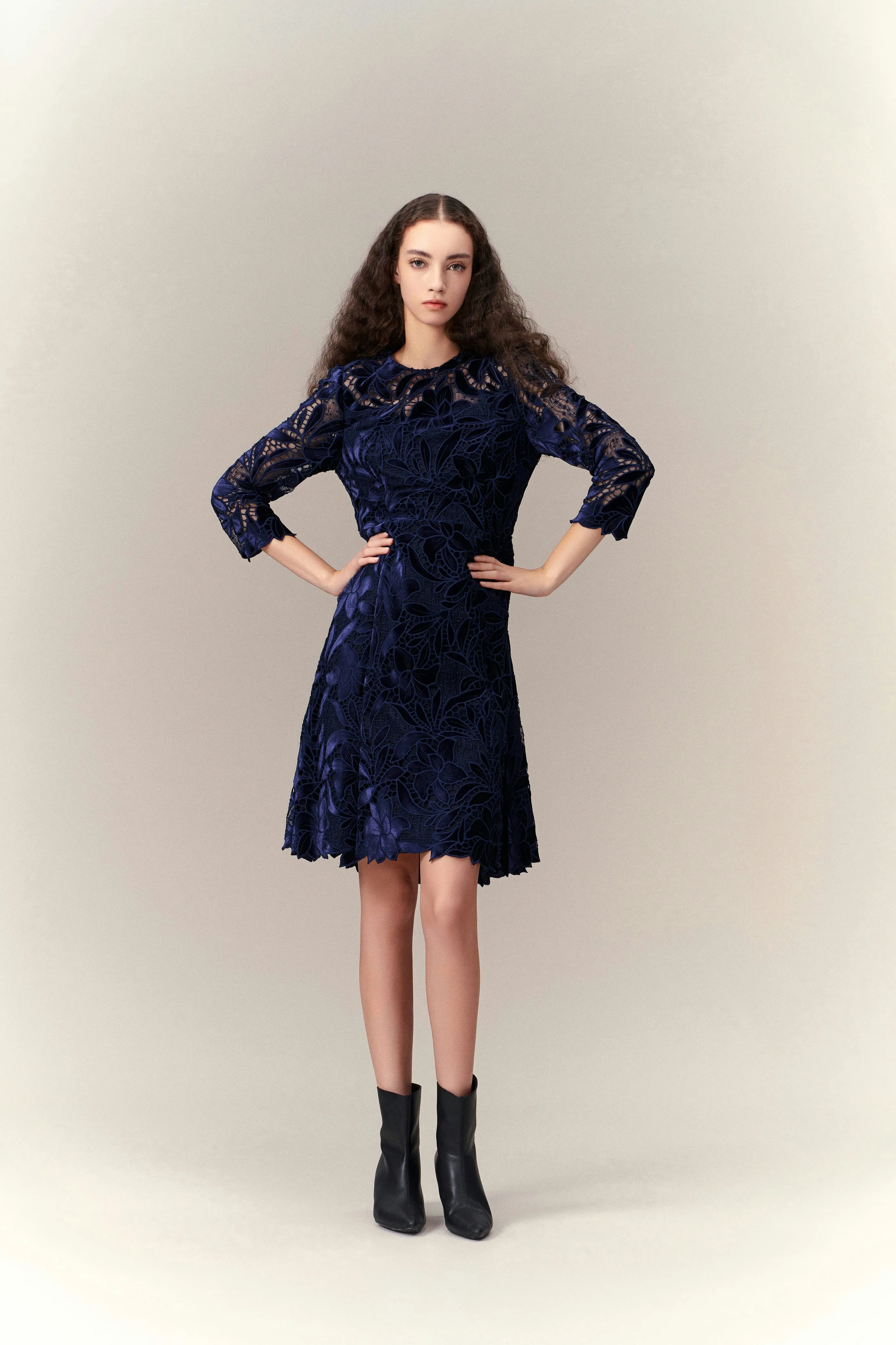 Fresh Ease Cut-out Lace Midi Dress