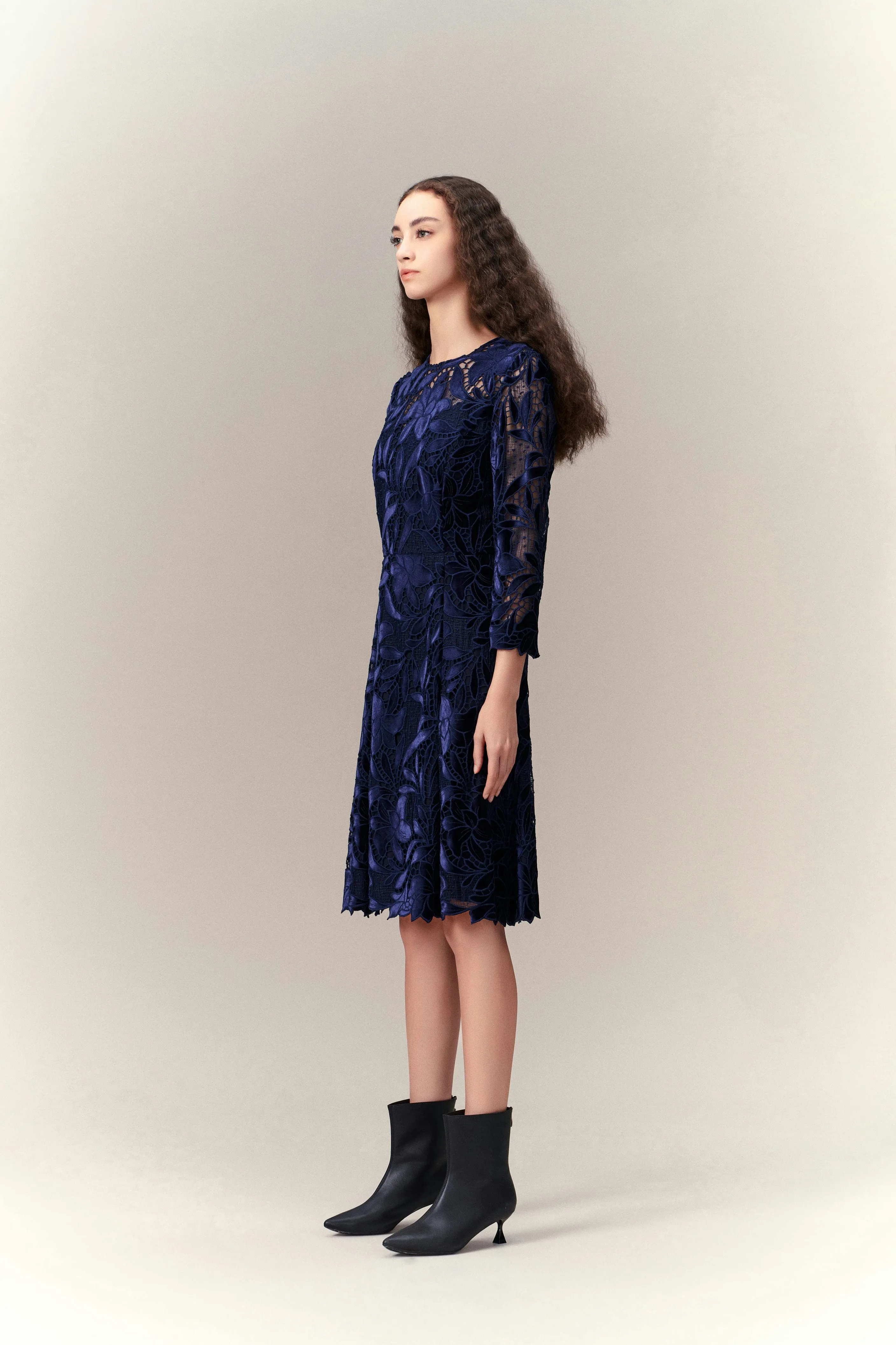 Cut-out Lace Midi Dress Fairy Core DoubleStitchedEdges