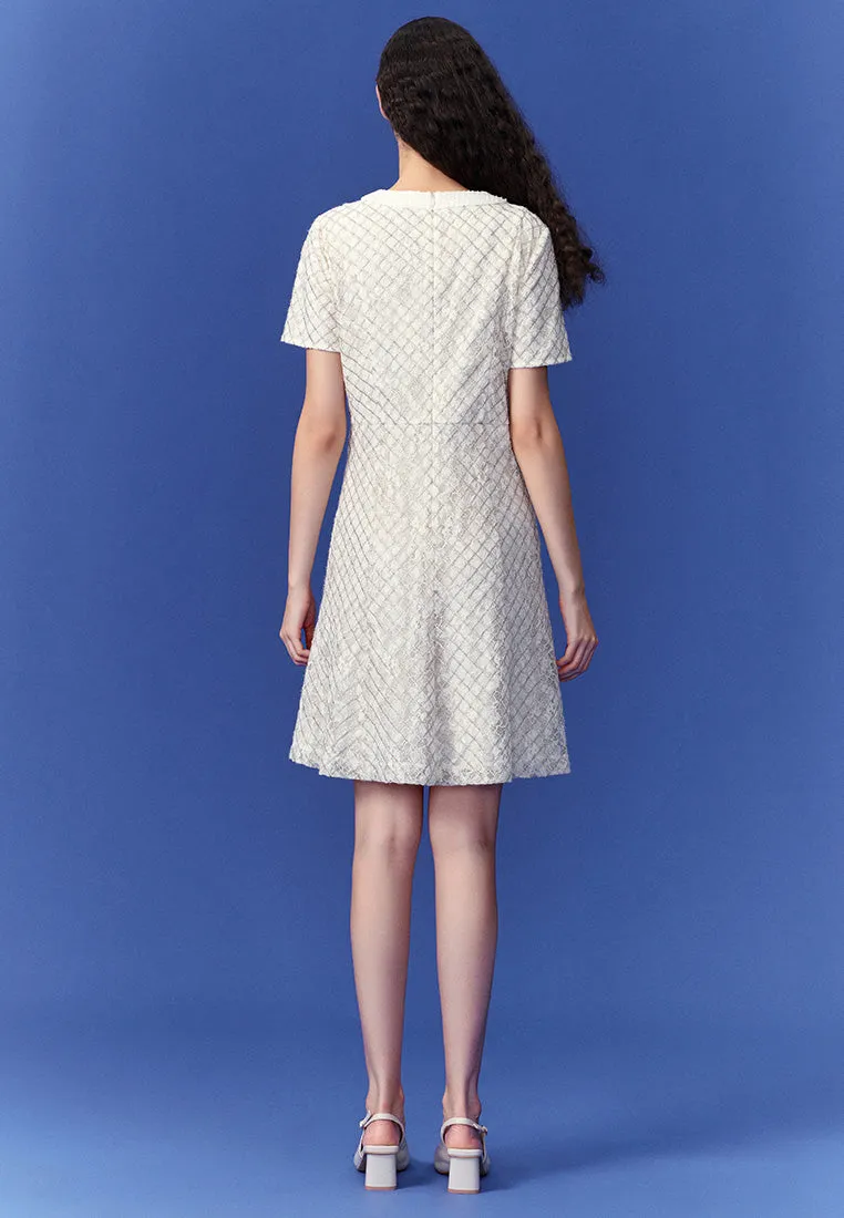 Diamond Line Lurex Lace Dress DoubleStitched