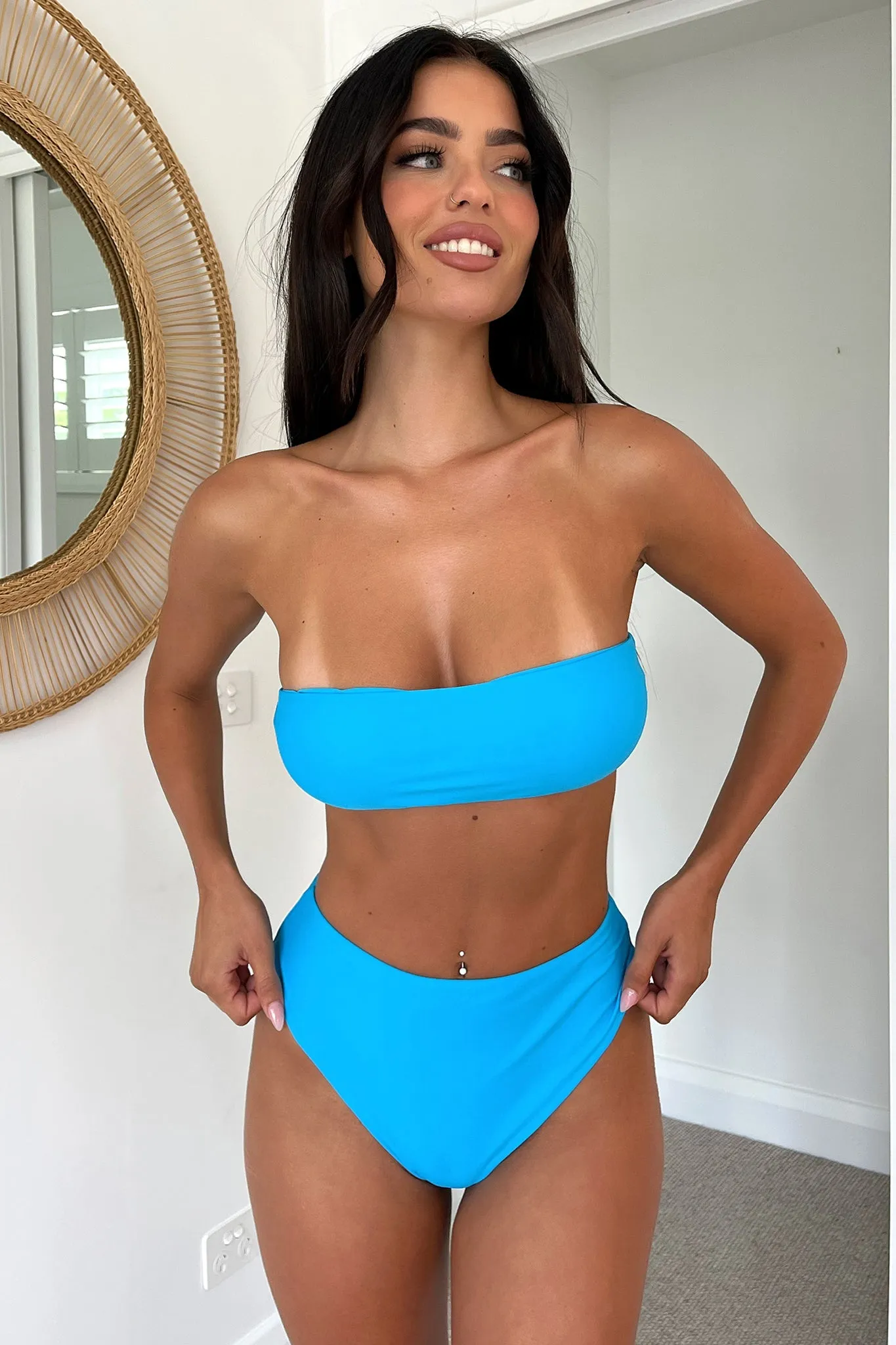 Orla Bikini Top - Blue Bonded Edge Details