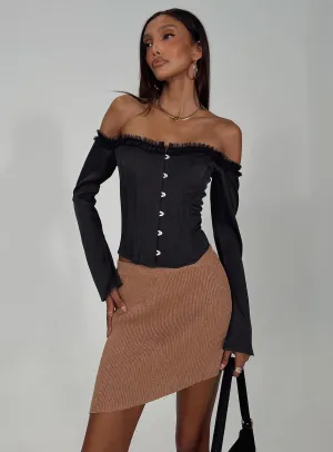 Bronwen Asymmetrical Mini Skirt Brown Contemporary Mood Fresh Vibe