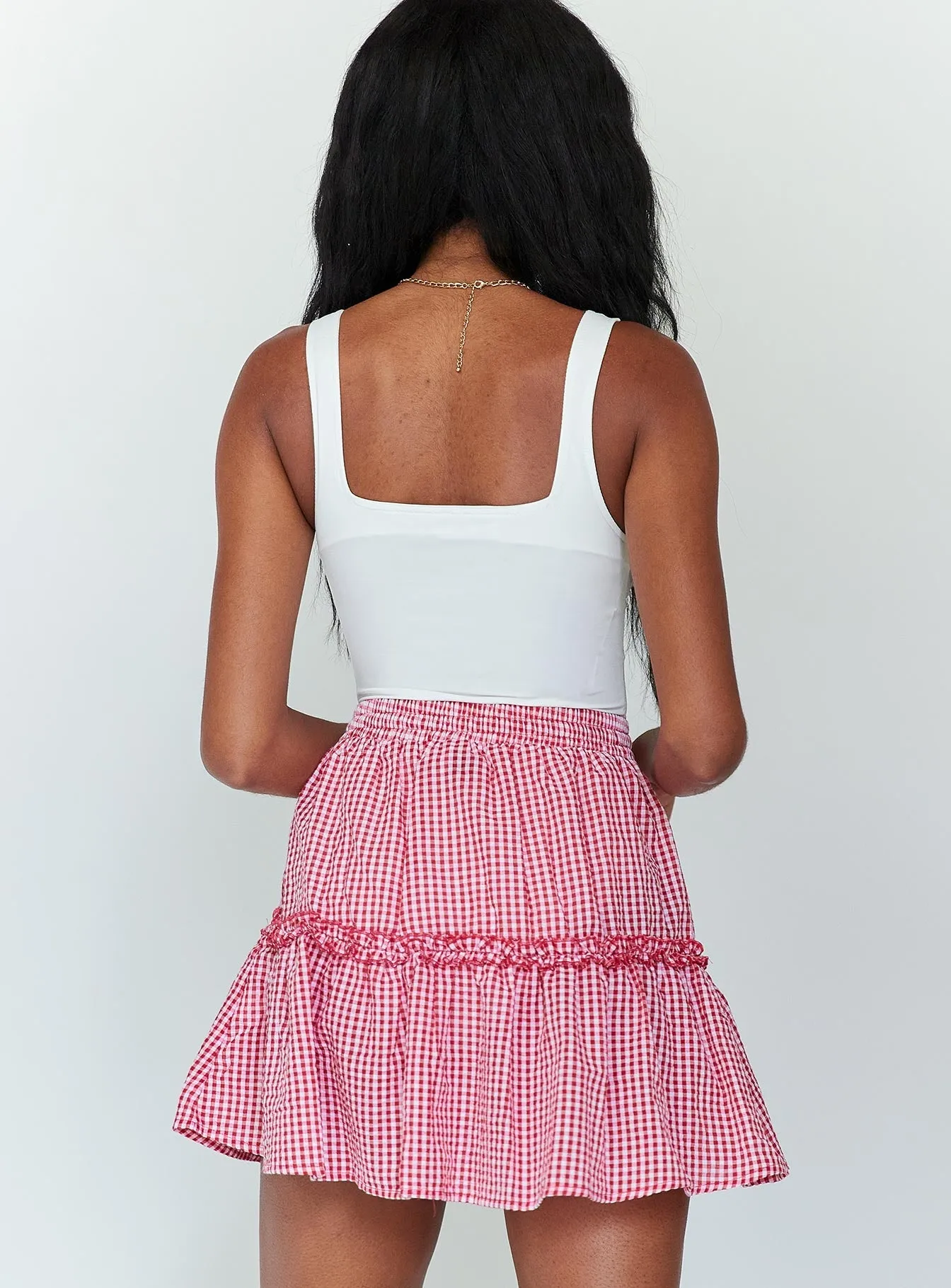 Callum Gingham Mini Skirt Red Mix Culture