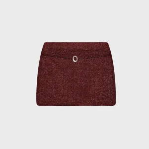 Oseree Lumiere Mini Skirt - Burgundy Lined interior