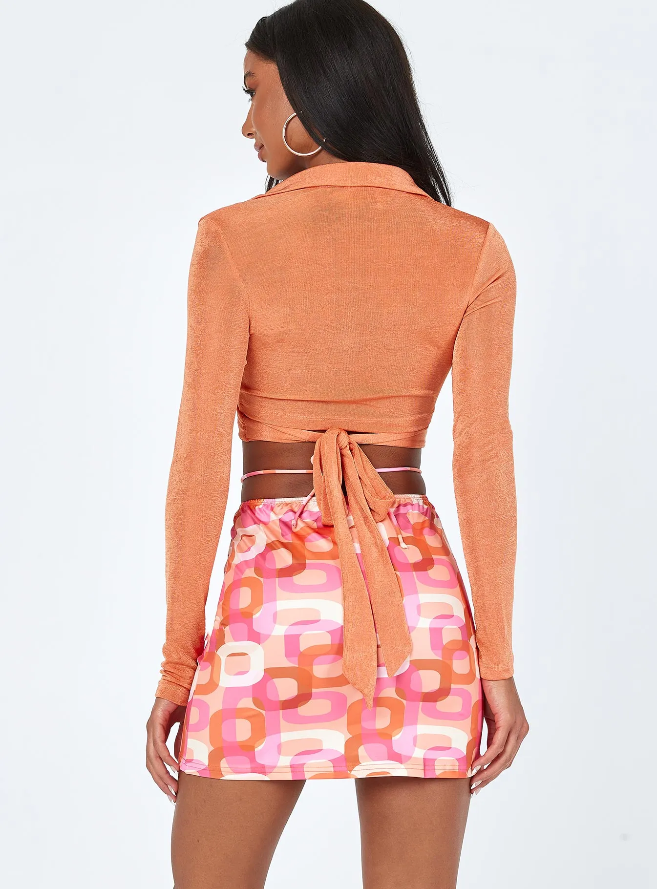 Jeston Retro Square Tie Mini Skirt Multi Cozy Outfit Classic Design