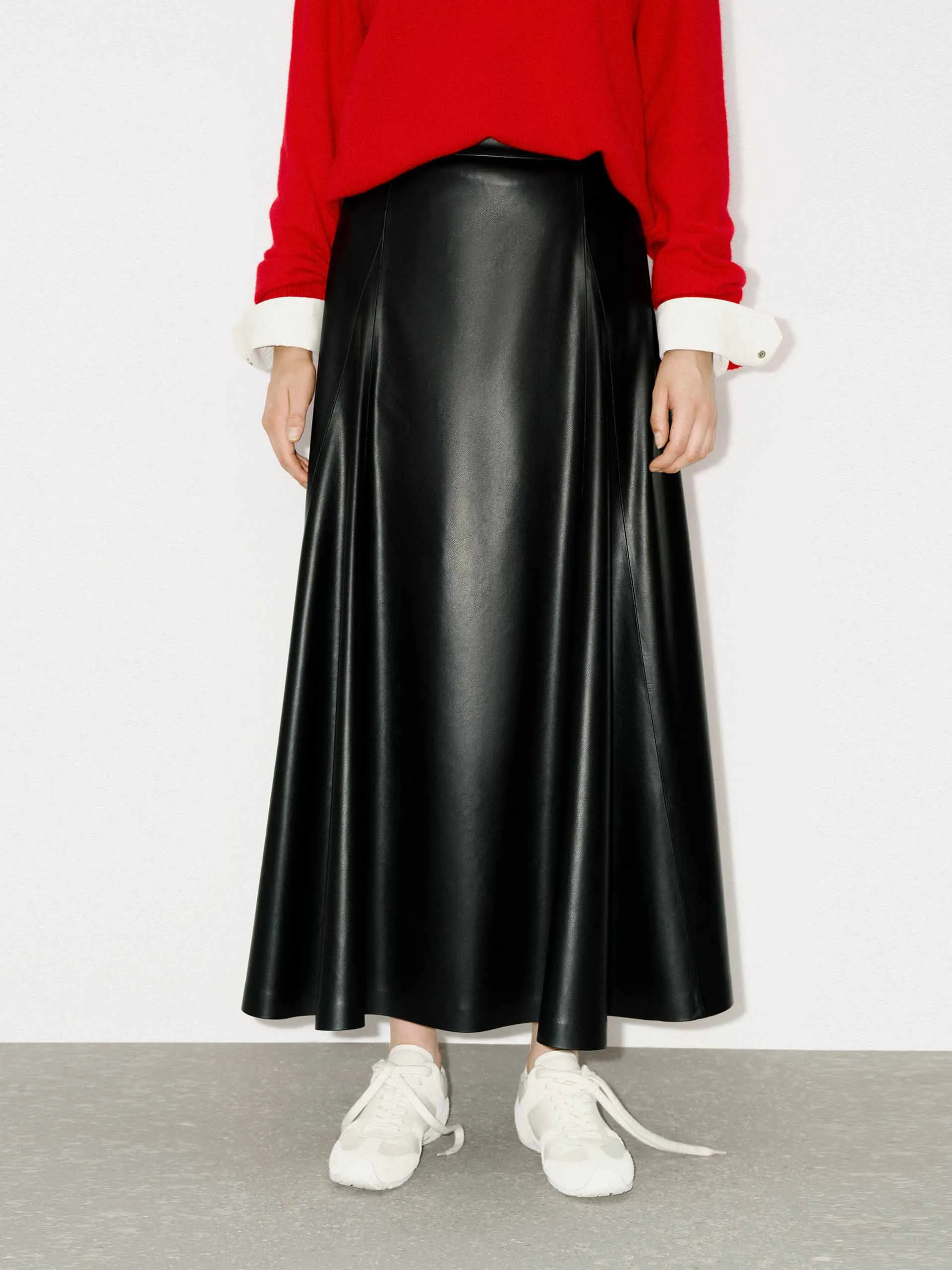 Refined Edge Faux Leather Midi Skirt