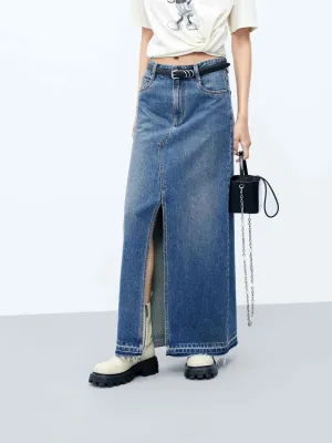 Front Slit Maxi Skirt in Cotton Fresh Energy Clean Style
