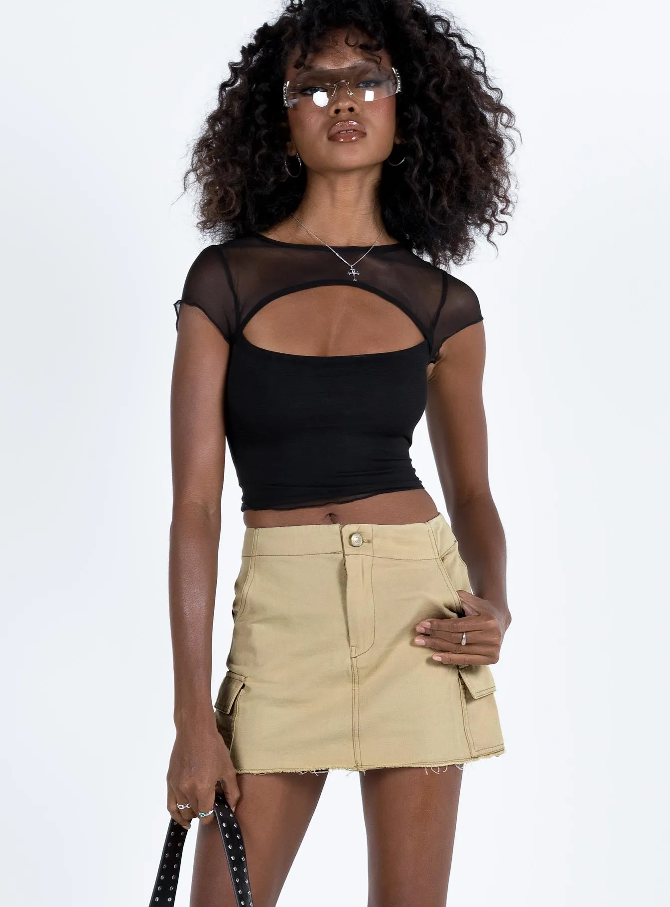 Goodburn Mini Skirt Beige Soft Mood Functional Detail