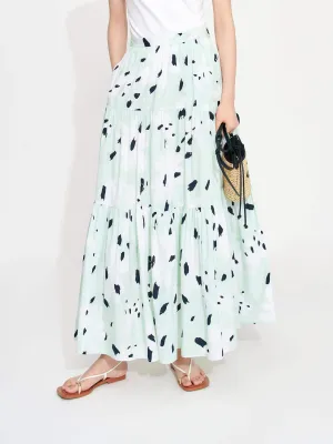 muted tone Fresh Energy Tiered Floral Print Maxi Skirt