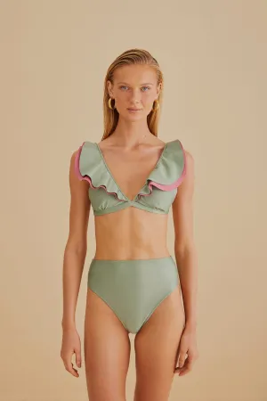 Strong Soul Green Ruffle Bikini Top