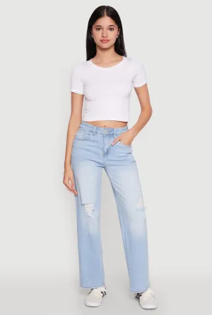 WAX Whiskered Ombre Distressed Jeans Breathable fabric technology