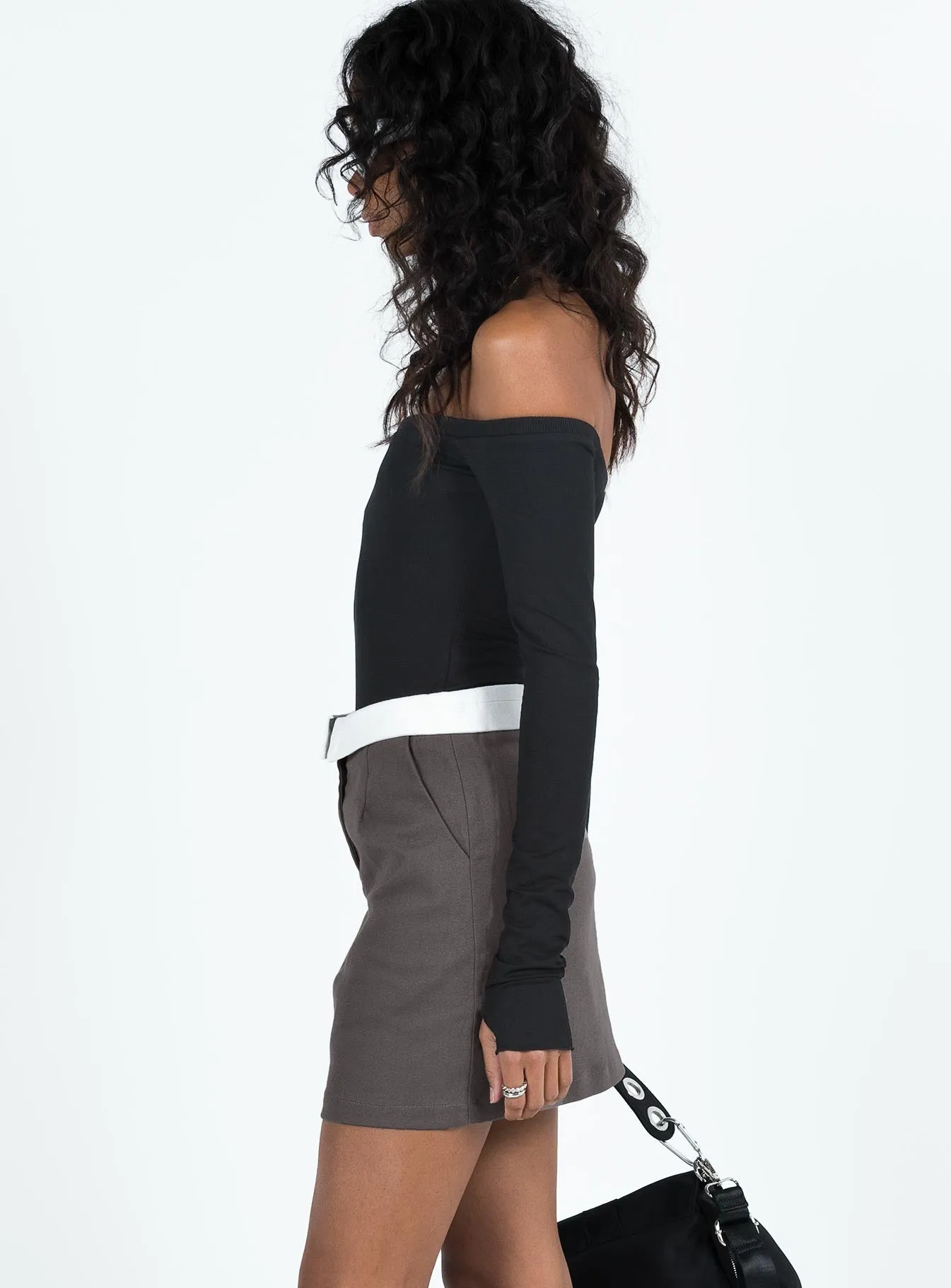 Tonal Look Malivanek Mini Skirt Grey