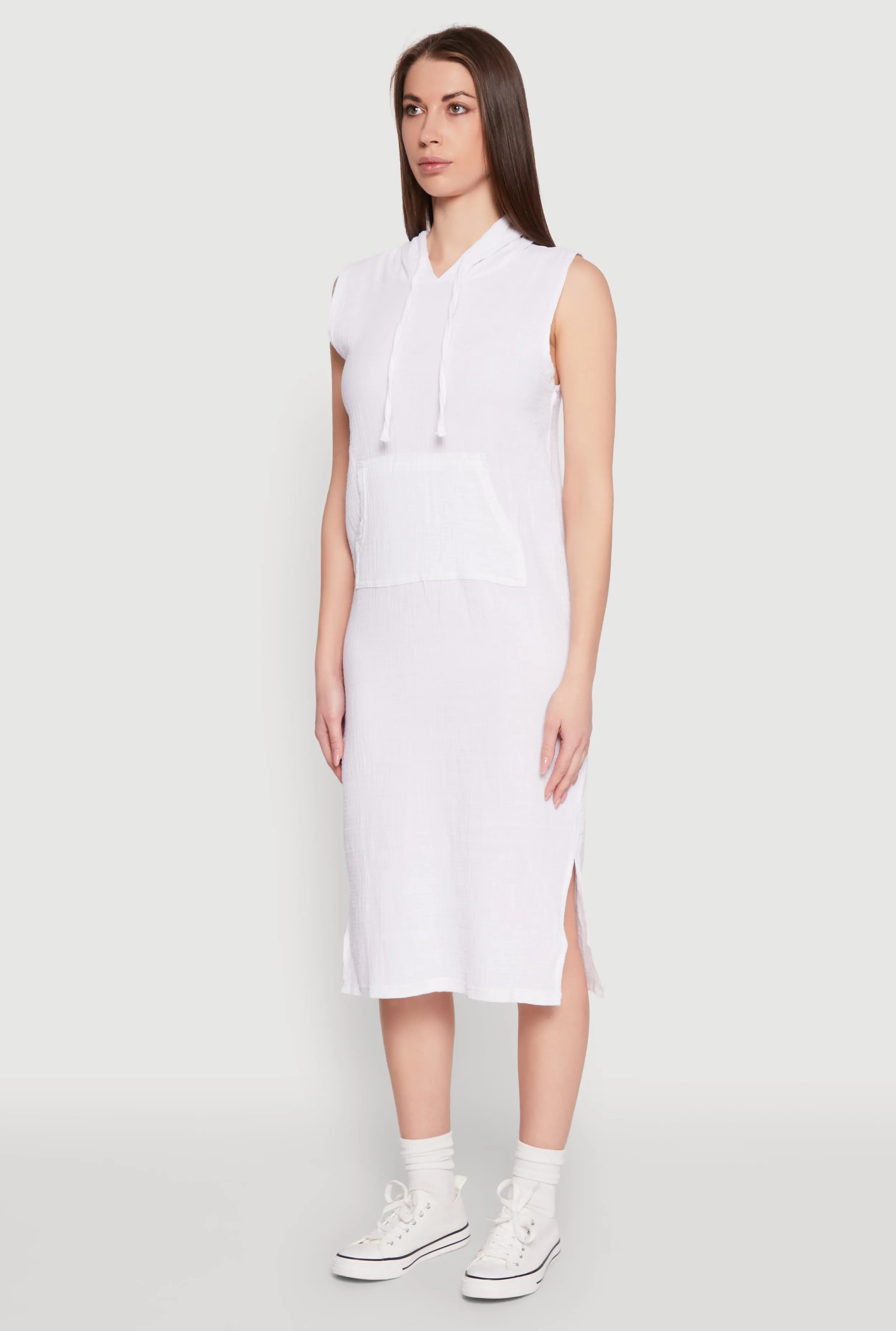 Gauze Knit Hooded Tank Dress City Walk