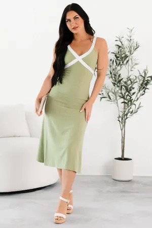 Sophisticated Comfort Make It Yours Sleeveless Linen Midi Dress (Olive)