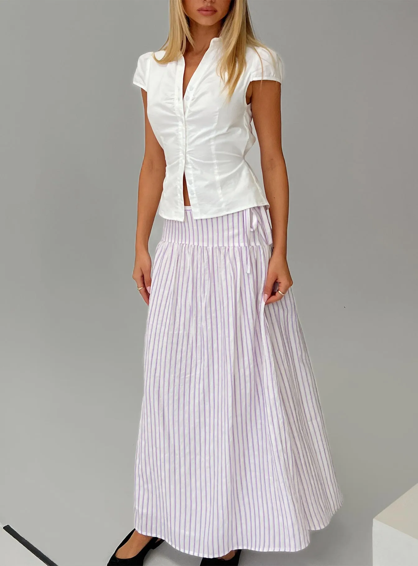 All Season Fast fashion Antheia Maxi Skirt White Multi