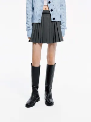 Belt Pleated Mini Skirt Secure Closure Classic Design