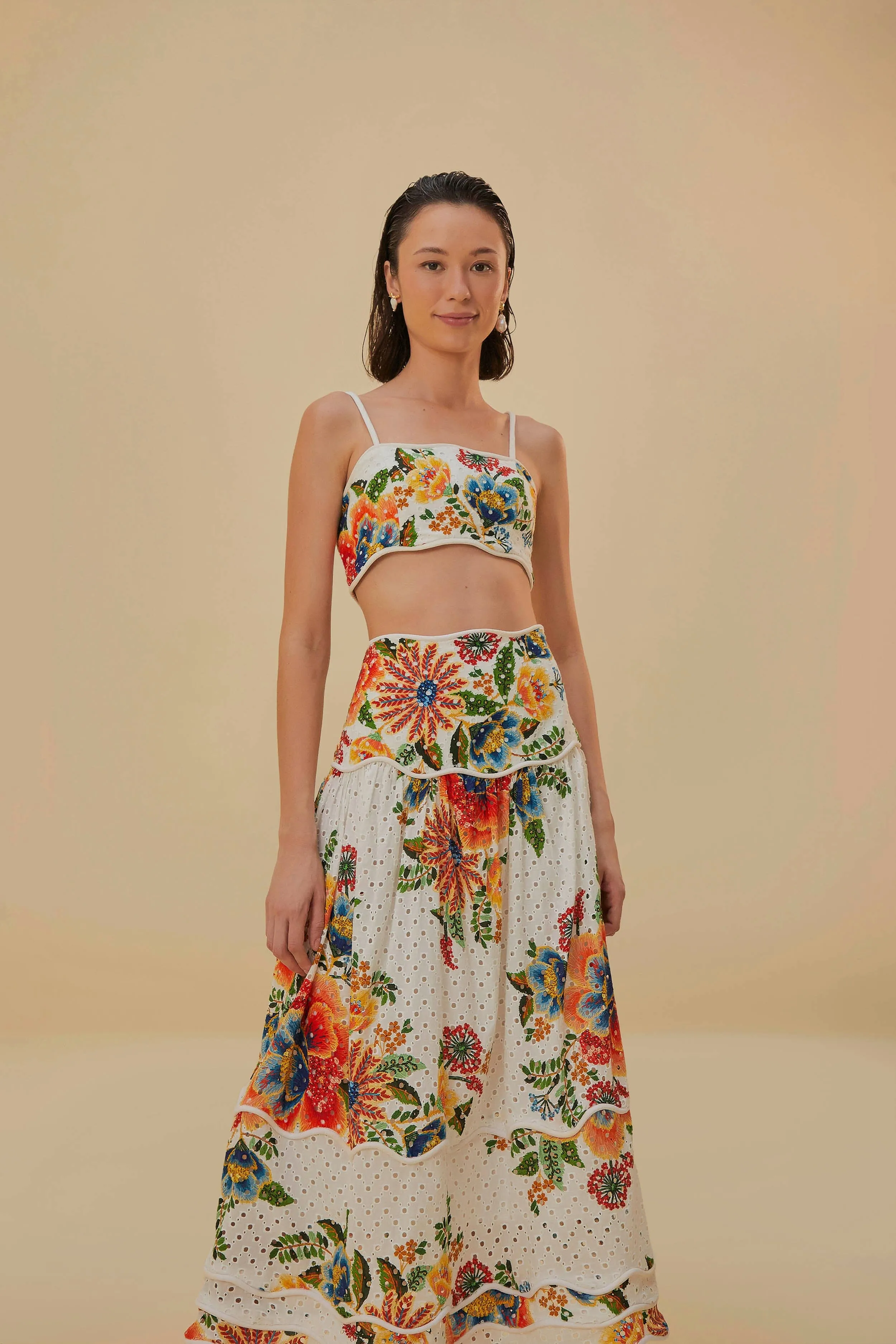 Off-White Delicate Garden Midi Skirt Street Look