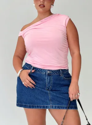 Tear Resistant Material Travel Influence Nickei Denim Mini Skirt Mid Wash Curve