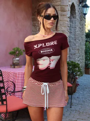 Bexi Textured Skort Red / White Stripe Non Irritating Edges