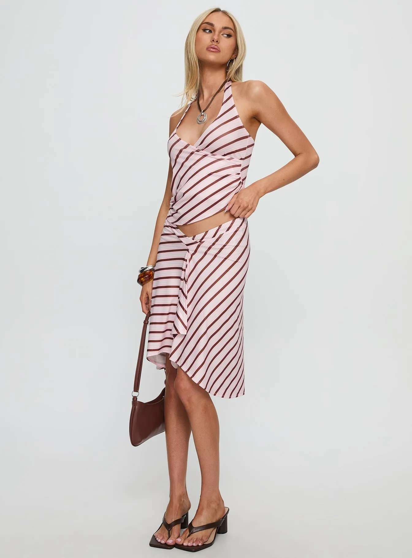 Stylish Choice Esmeray Midi Skirt Pink Stripe