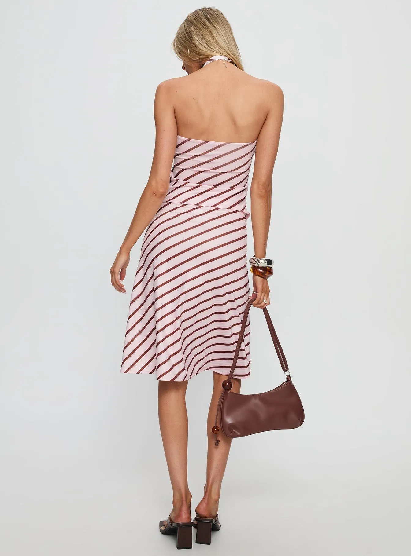 Esmeray Midi Skirt Pink Stripe Light Outfit