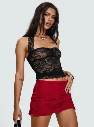 Airy Look Thermoregulating Fabric Gigi Lace Skort Red