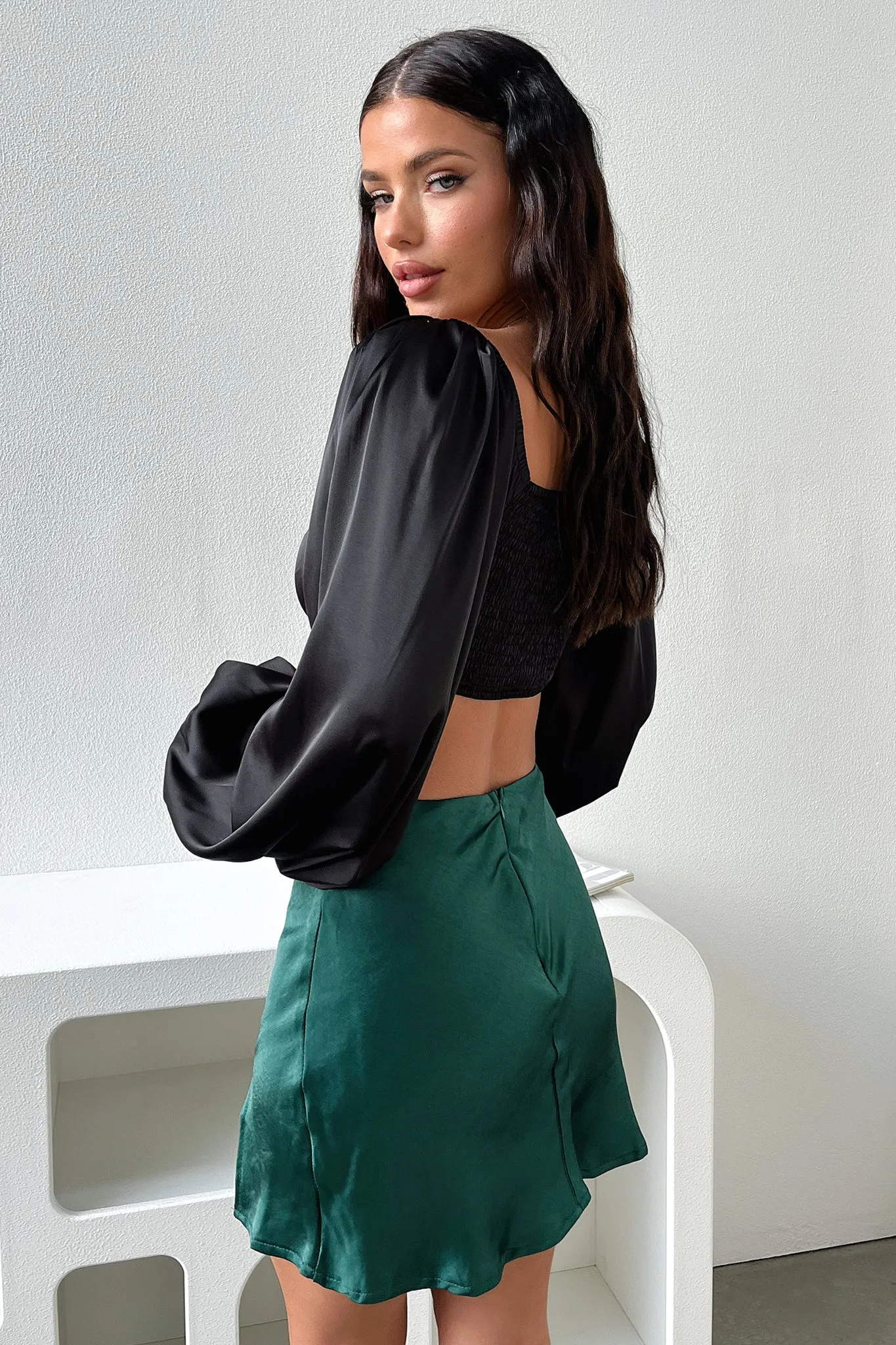 All Day Fit Zara Silk Mini Skirt - Emerald